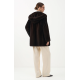 Коротка шуба з коричневої бархатної норки з капюшоном