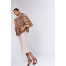 Коротка шуба із соболя у відтінку Tortora Beige